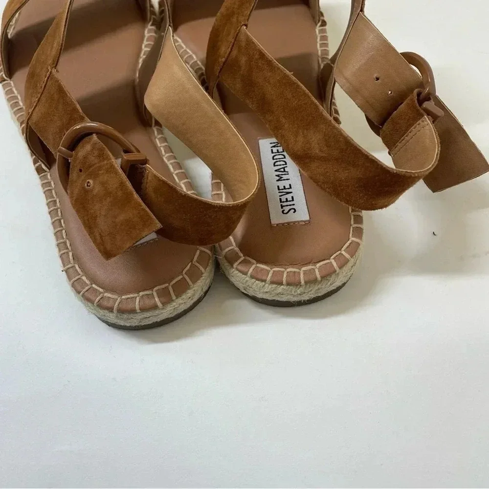Steve Madden Ethan Tan Suede Espadrille Sandal Size 8